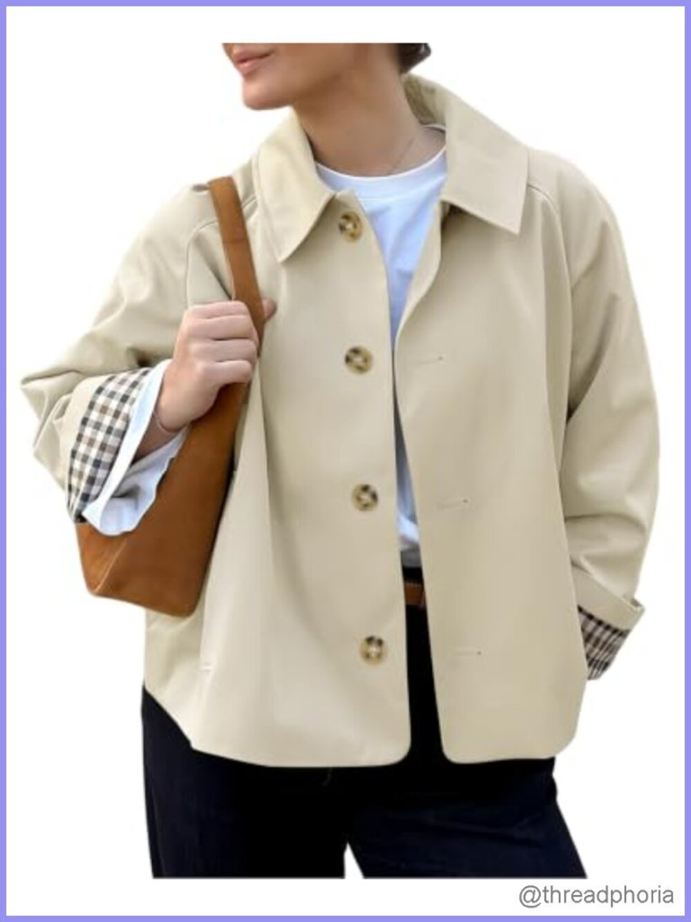 Cropped Trench Coat Single Breasted Lightweight Fall Jacket